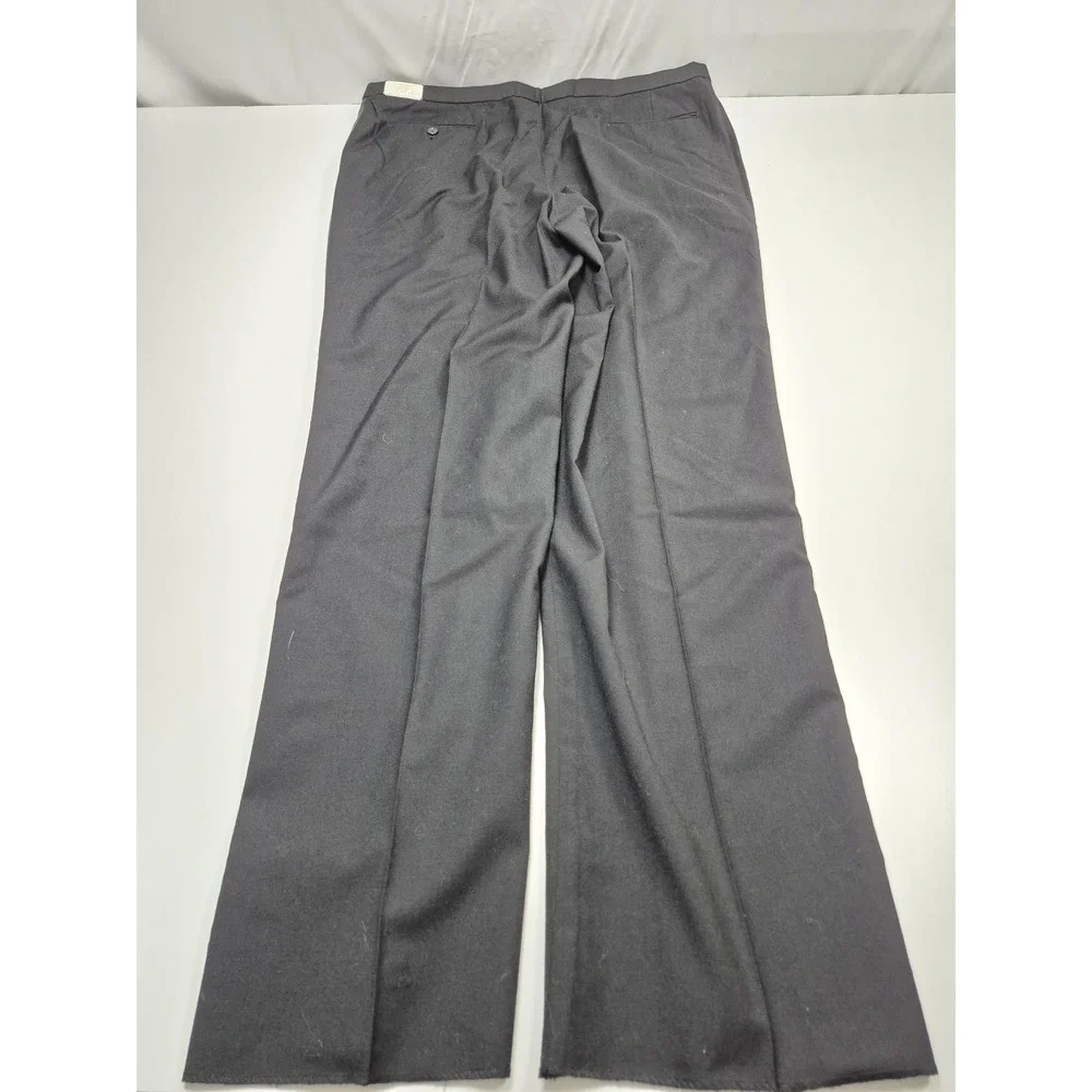 VTG Dress Pants Mens 42x36 Black Wool Pleated Tuxedo Side Stripe Unhemmed Formal